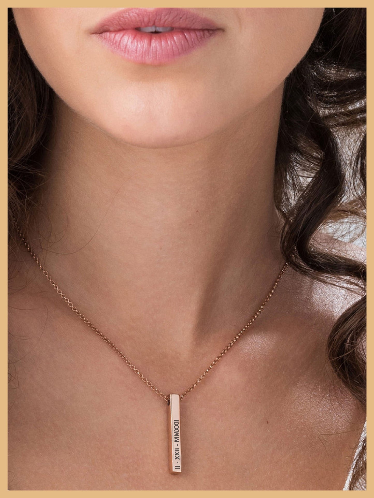 Twosday Bar Necklace, Twosday Necklace Gift, Customize Name Bar Necklace, Custom Bridesmaid Gift, Vertical Necklace Stainless Steel