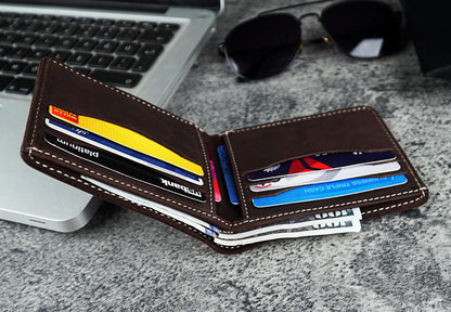 Personalized Men's Engraved Photo Leather Wallet, Custom Photo Wallet, Memory Gift for Dad, Personalized Leather Engraved Gift, Fathers Gift