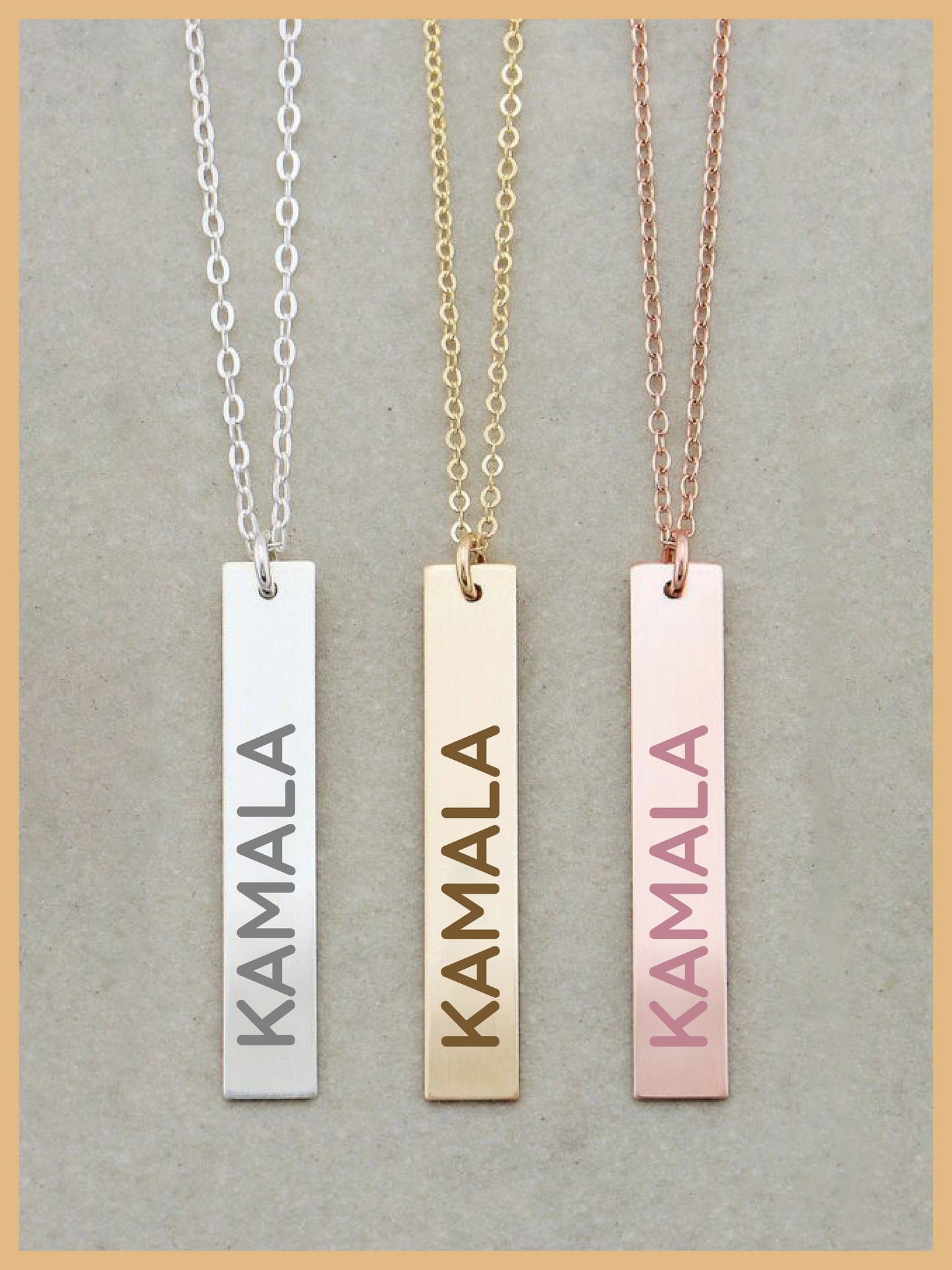 Kamala Harris Vertical Plate Necklace, KAMALA Plate, Mother's Day Gift, Feminist Plate Necklace, Comma la Jewelry Plate, Kamala Necklace