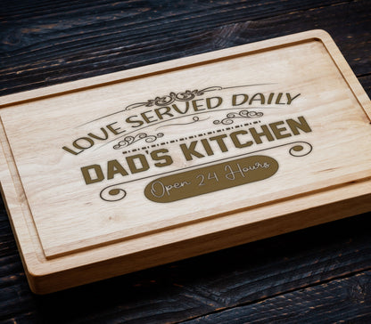 Dad's Kitchen Cutting Board, Fathers Day Gift, BBQ Gift for Men's Birthday, Charcuterie Board Cutting Board, BBQ Board, Best Dad Ever Gift