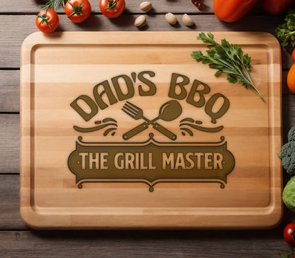Dad's BBQ Cutting Board, Fathers Day Gift, BBQ Gift for Men's Birthday, Charcuterie Board Cutting Board, BBQ Board, Grill Gift for Dad