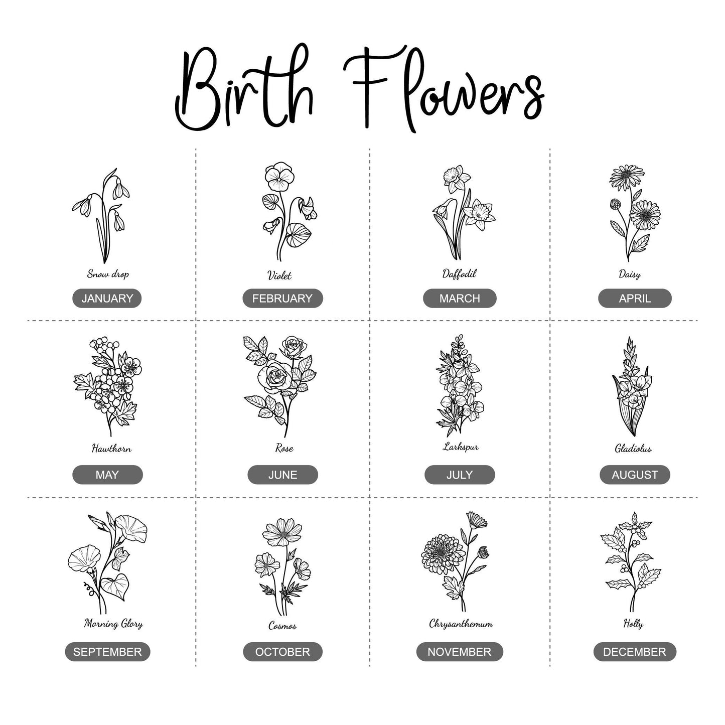 Mama's Kitchen Christmas Gifts Bamboo Cutting Board, Mothers Day Cutting Board, Custom Birth Flower Cutting Board, Kitchen Gifts