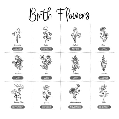 Mama's Kitchen Christmas Gifts Bamboo Cutting Board, Mothers Day Cutting Board, Custom Birth Flower Cutting Board, Kitchen Gifts