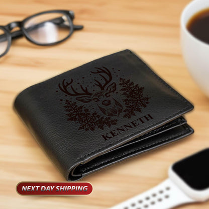 Personalized Name Christmas Deer Wallet, Christmas Gifts Wallet, Customized Name Wallet, Father's Day Gift, Name Wallet, New Year Gifts