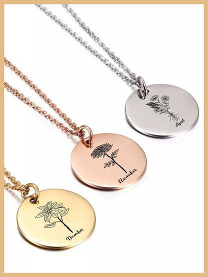 Birth Flower Necklace for Mom, Combined Birth Flower Necklace, Mothers Day Necklace Gift, Personalized Birth Flower Bouquet Necklace