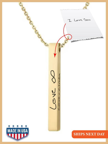Personalized Engraved Handwriting Bar Necklace, Actual Handwriting Necklace, Handwriting Jewelry, Gift Signature Necklace, Gift for Mother