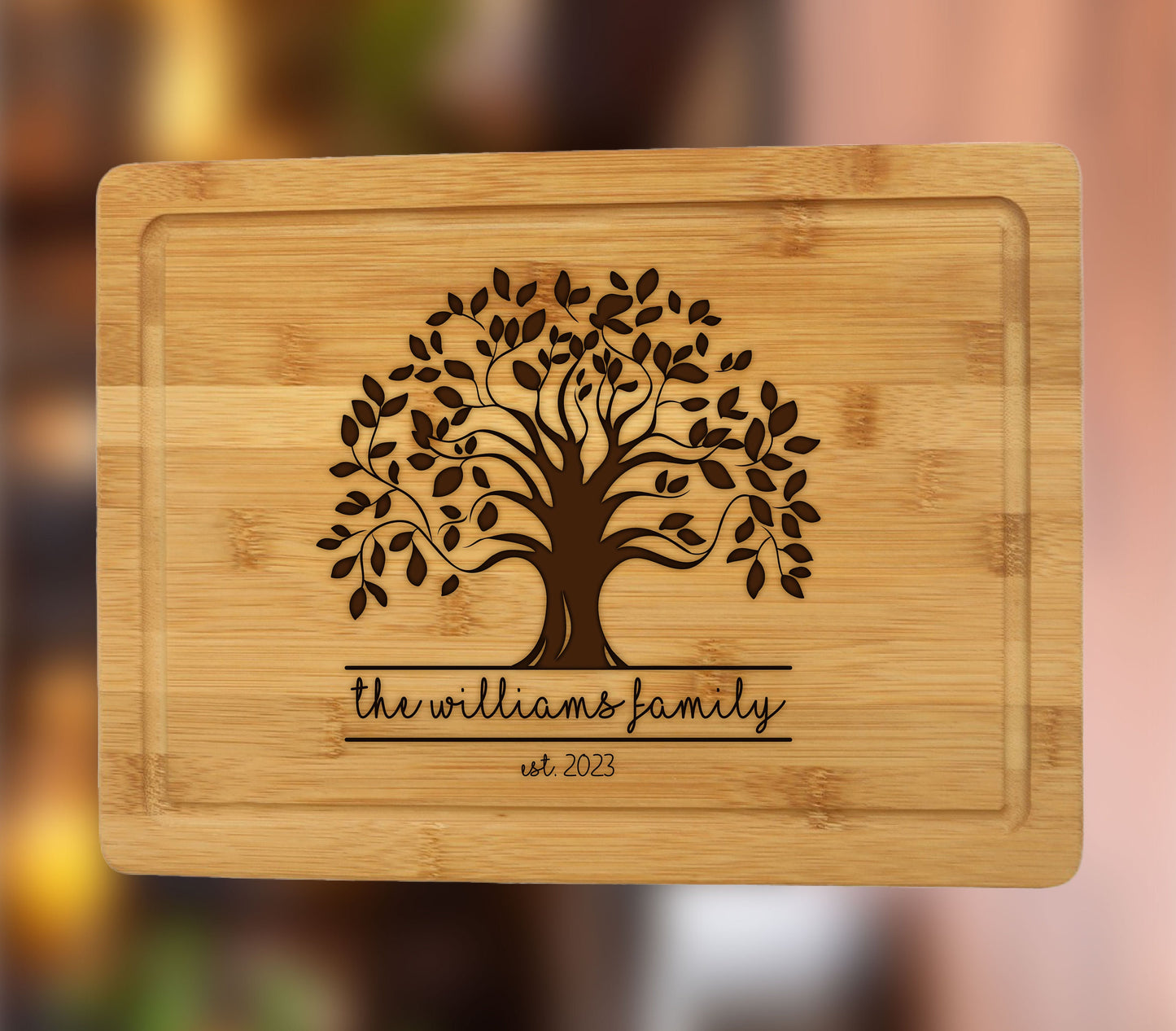 Custom Family Bamboo Cutting Board, Christmas Gift, Personalized Bamboo Cutting Board, Wedding Gift Cutting Board, Cutting Board Gifts