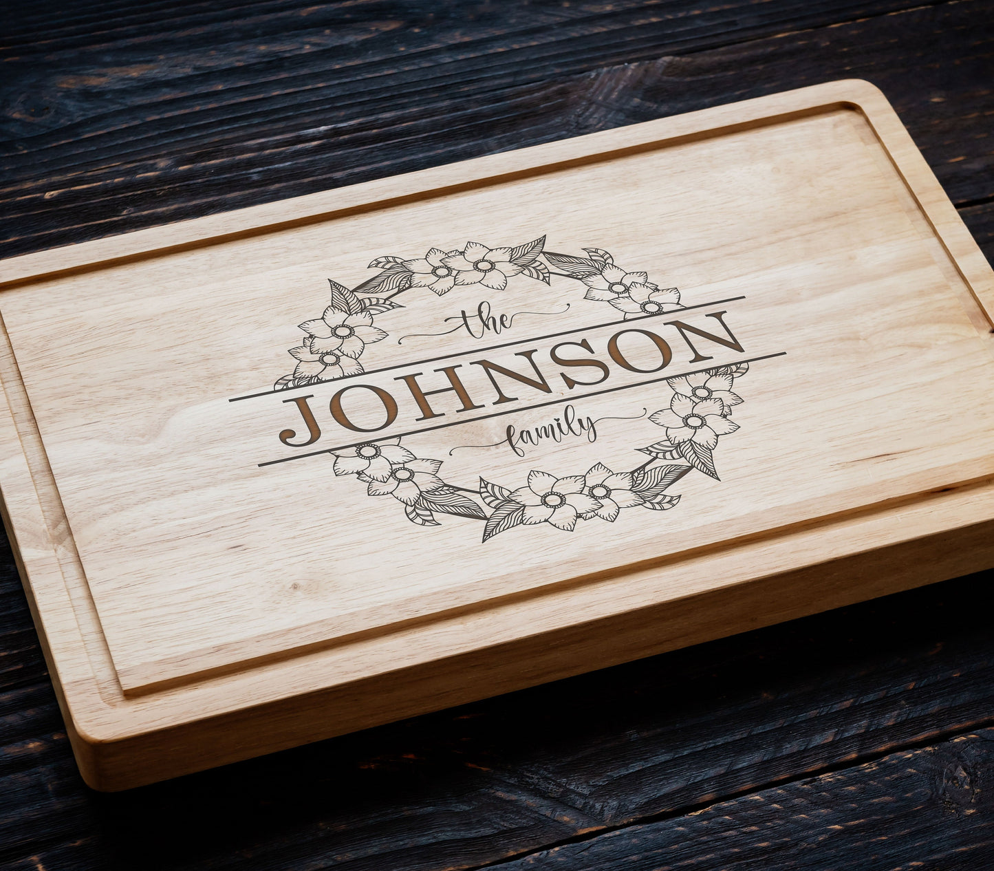 Custom Last Name Bamboo Cutting Board, Christmas Gift, Personalized Bamboo Board Cutting Board, Family Gift, Wedding Gift Cutting Board