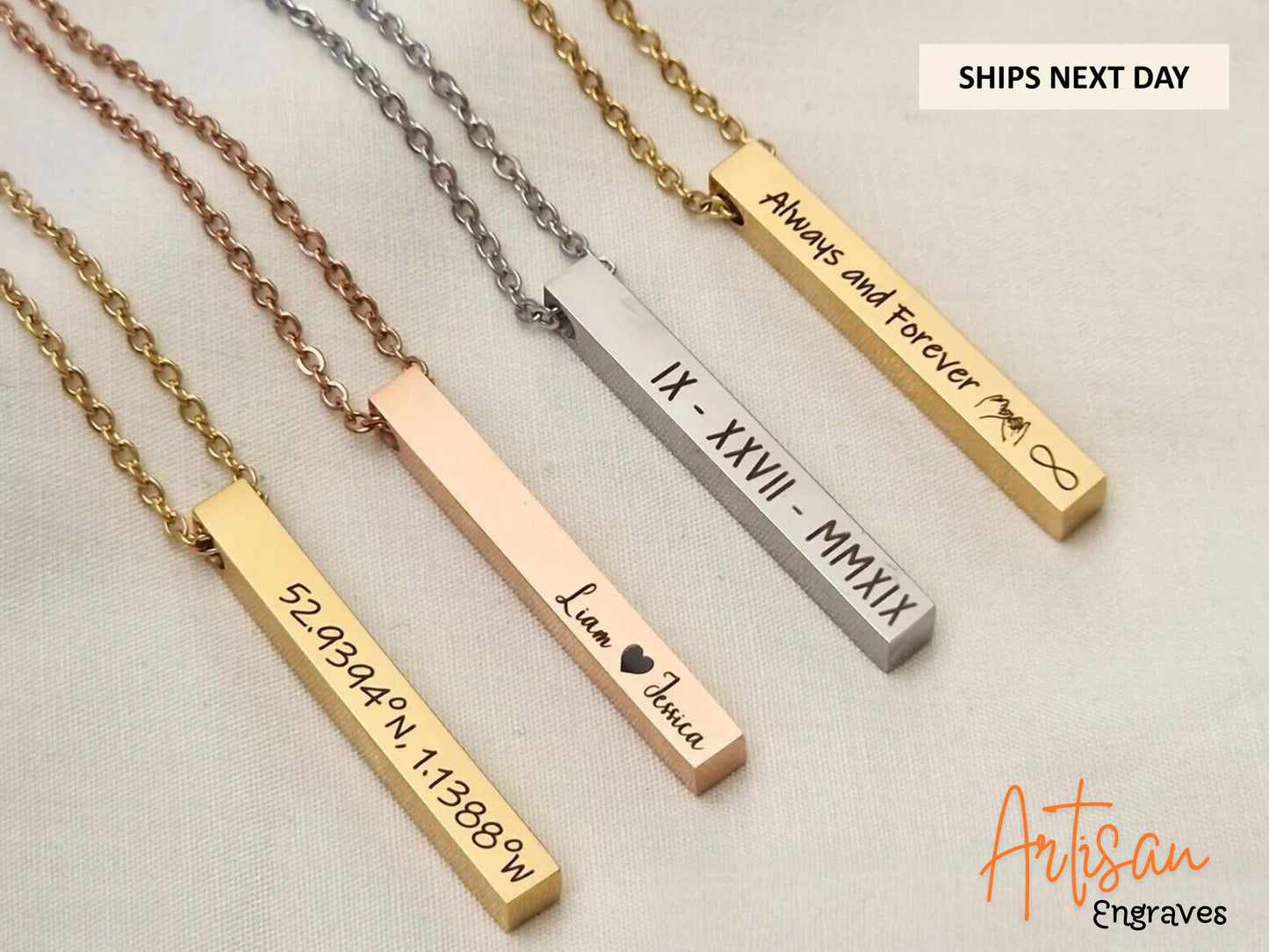 Customize Name Bar Necklace, Vertical Necklace Stainless Steel, Personalized Vertical Bar Necklace, Name Necklace, Custom Jewelry, Gift Mom