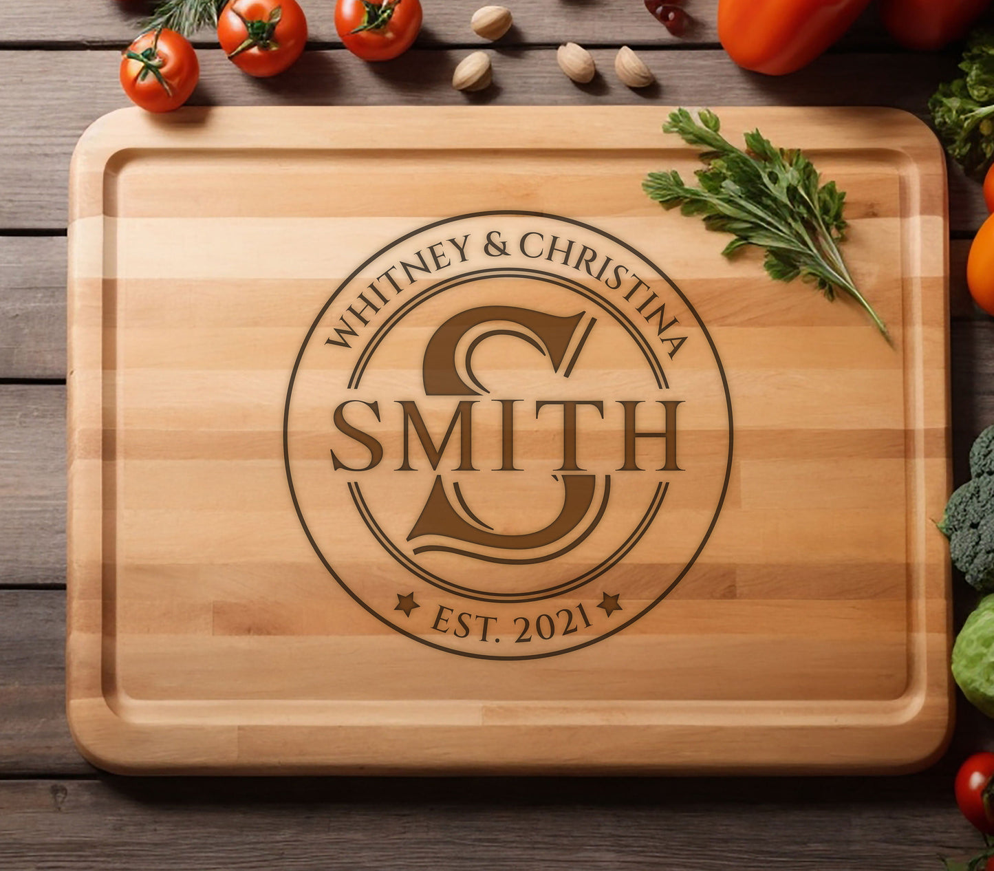Personalized Gift Men's Cutting Board for Christmas, Fathers Day Board, Personalized Bamboo Cutting Board, Couple Name Cutting Board