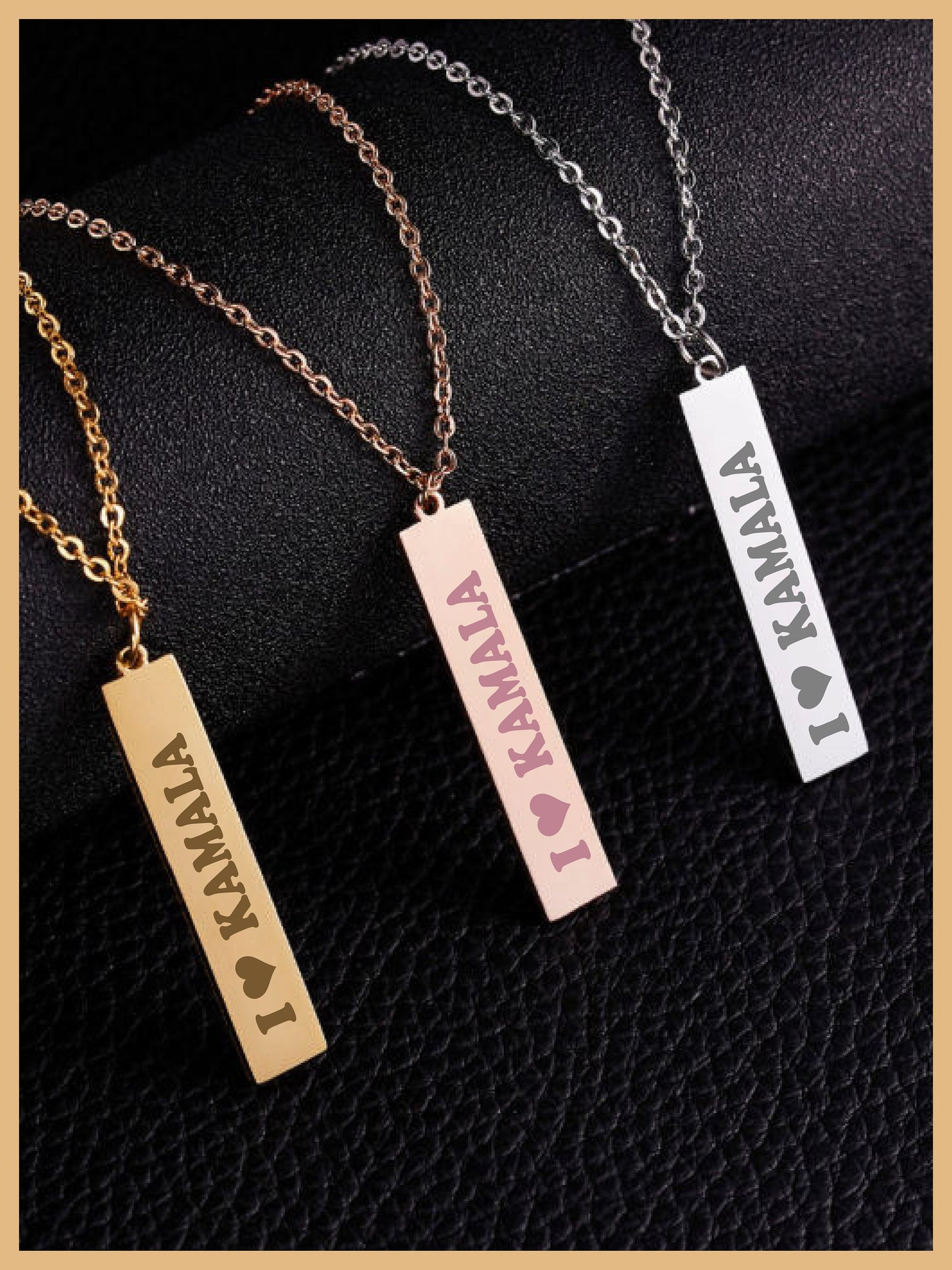 I Love Kamala Harris Vertical Plate Necklace, KAMALA Plate, Mother's Day Gift, Feminist Plate Necklace, Comma la Jewelry Plate, Kamala Gift