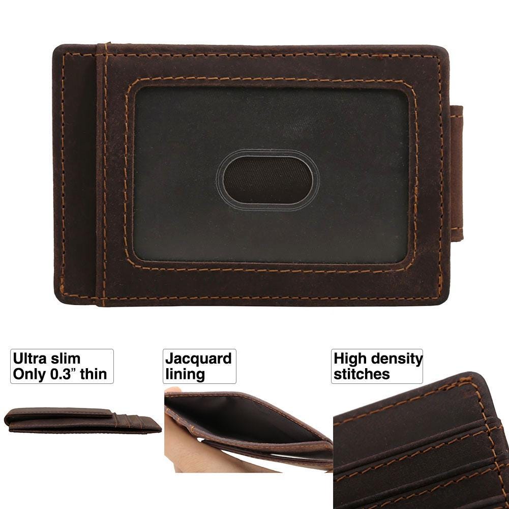 Personalized Father's Day Gift Leather Magnetic Money Clip, Leather Card Holder, Personalized Card Holder, Money Clip Wallet, RFID Wallet