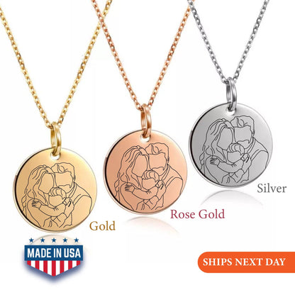 Photo Necklace, Valentine Day Gift, Custom Photo Necklace, Necklace For Mom With Kids, Engraved Photo Necklace, Personalized Gifts For Mom