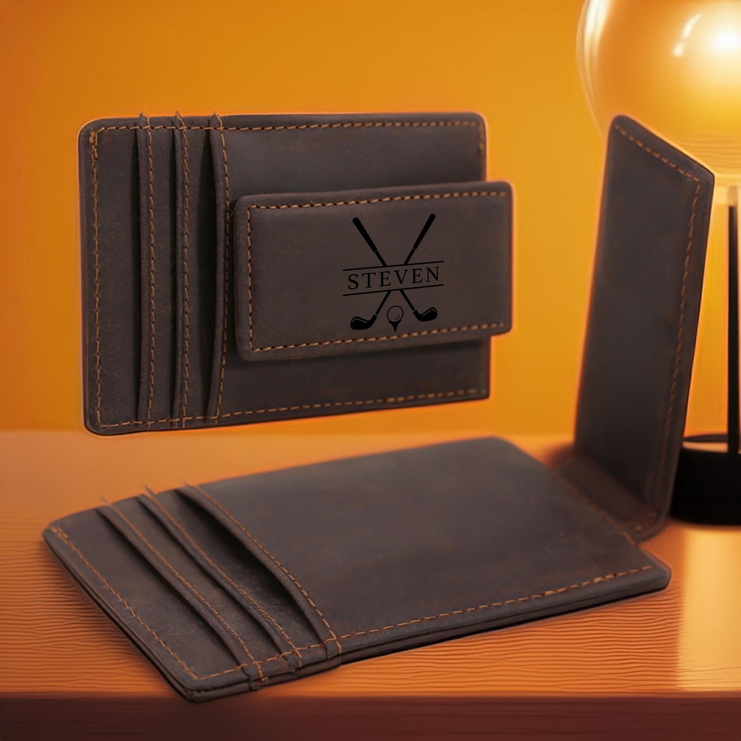 Personalized Father's Day Gift Leather Magnetic Money Clip, Leather Card Holder, Personalized Card Holder, Money Clip Wallet, RFID Wallet