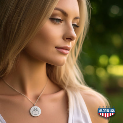 Grinch Christmas Birthday Necklace, Christmas Gift, Grinch Face Pendant, Grinch Jewelry, Christmas Necklaces for Women, Valentines Day Gifts