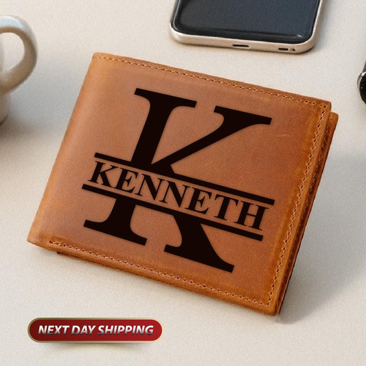 Engraved RFID Blocking Wallet, Personalized Valentine’s Day Gift Men's Wallet, Engraved Wallet For Dad Husband, Wallet for Men  Leather