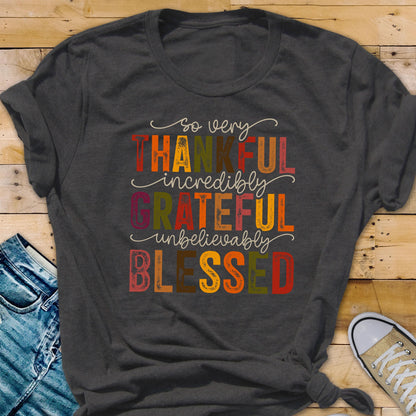 Thankful Grateful Blessed Thanksgiving T-Shirt: Family Fall Tee