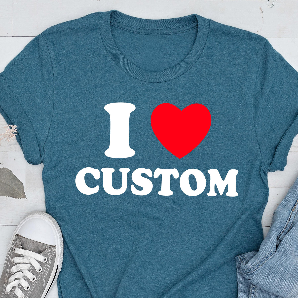 I Heart Custom Text Shirt, Personalized Y2K T-Shirt, Custom Love Tee, Custom 90s Top