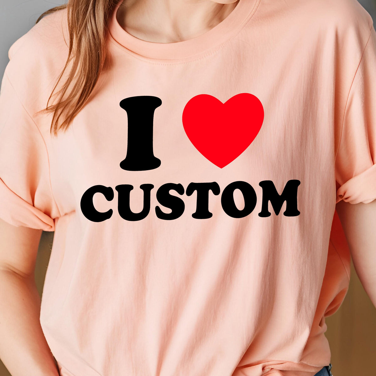 I Heart Custom Text Shirt, Personalized Y2K T-Shirt, Custom Love Tee, Custom 90s Top