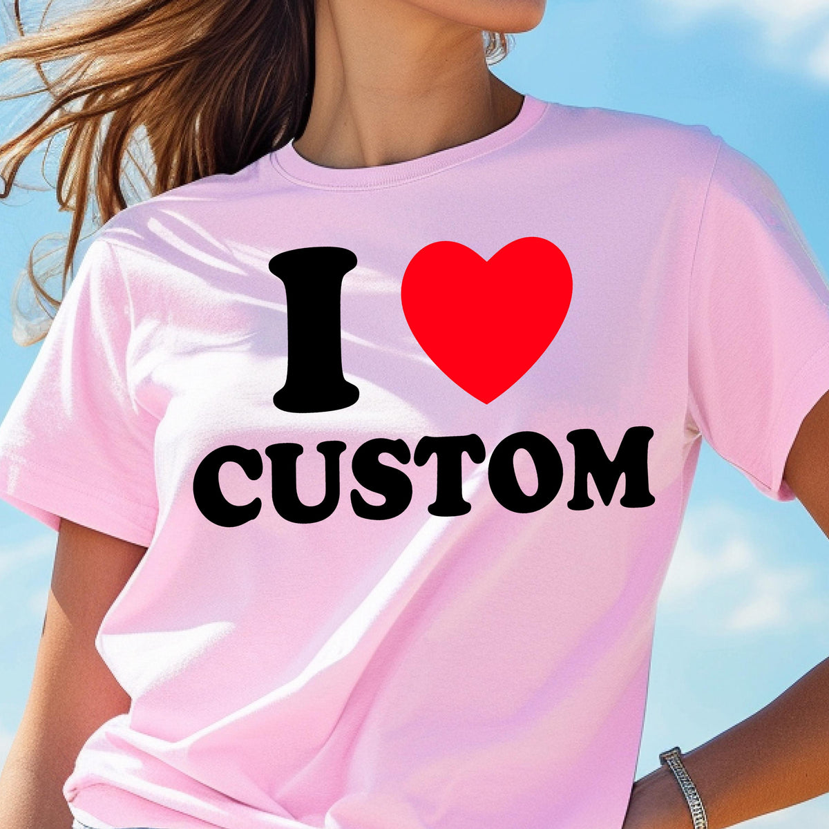 I Heart Custom Text Shirt, Personalized Y2K T-Shirt, Custom Love Tee, Custom 90s Top