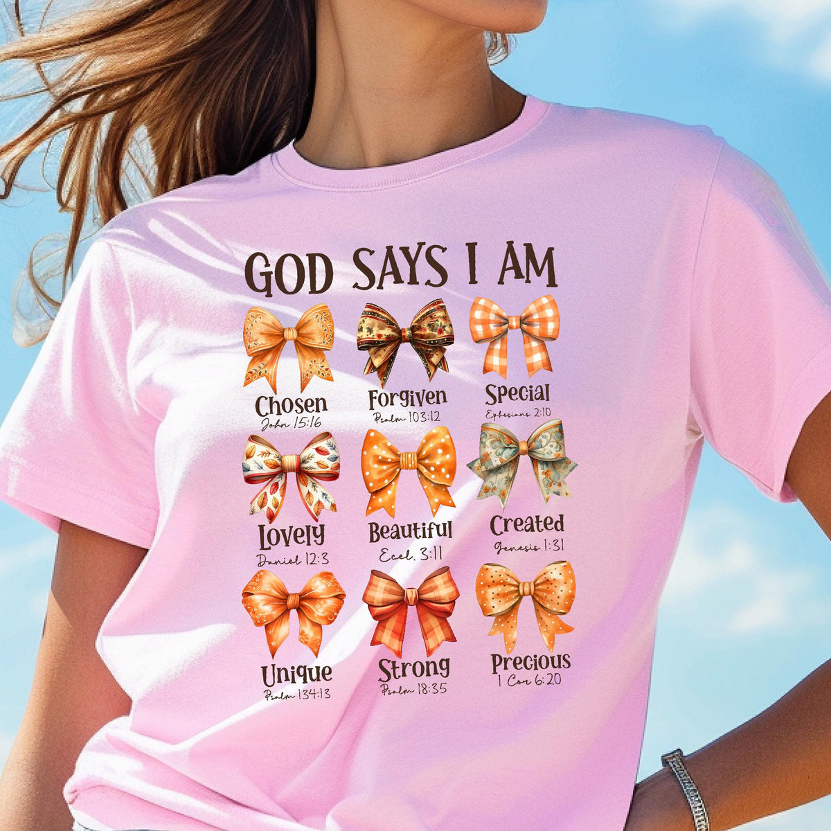 Jesus Fall Coquette Bow Shirt, Autumn Christian Tee with Bible Verse, Baptism Gift Girl, Christian Kids Tee,