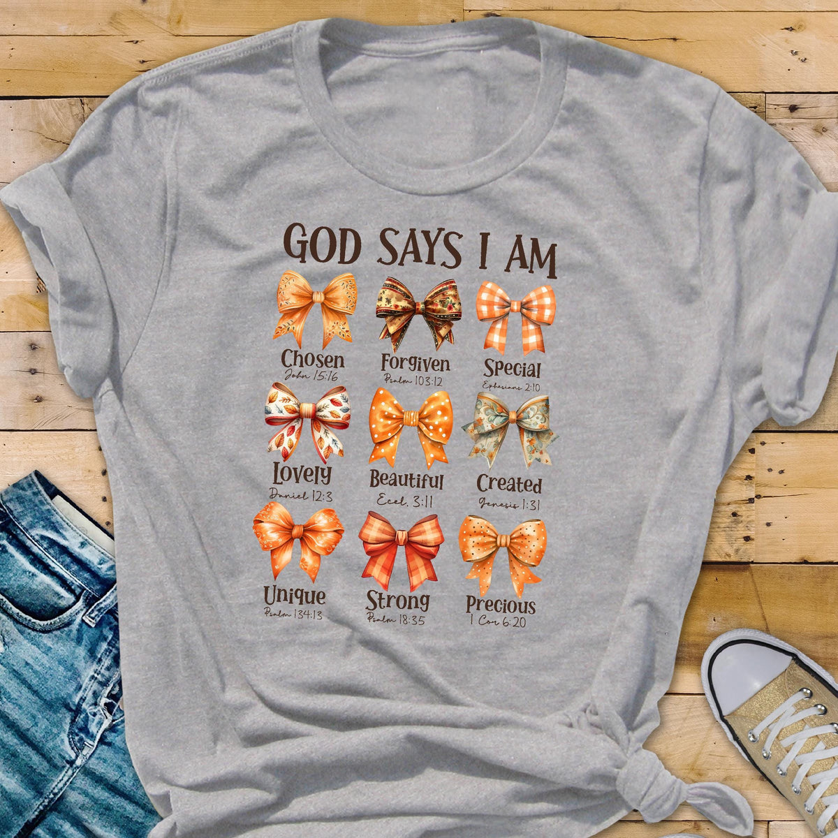 Jesus Fall Coquette Bow Shirt, Autumn Christian Tee with Bible Verse, Baptism Gift Girl, Christian Kids Tee,