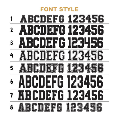 May include: A graphic showing eight different font styles for the letters A through G and the numbers 1 through 6. The font styles range from simple to more decorative.