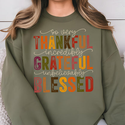 Thankful Grateful Blessed Sweatshirt - Hoodie, Thanksgiving Sweat, Fall Sweaters, Autumn Top