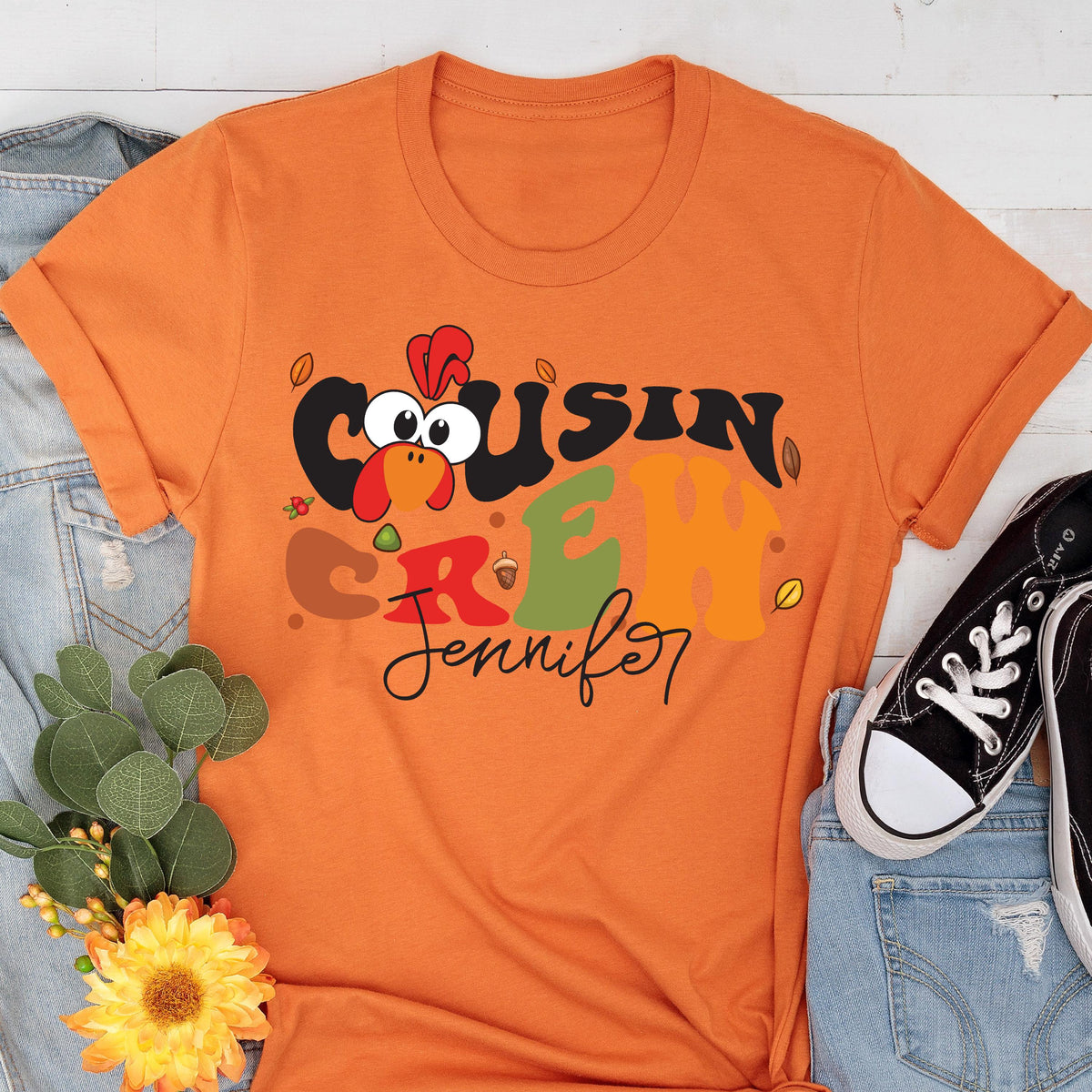 Personalized Thanksgiving Groovy Cousin Crew Shirt, Matching Cousin Crew Tee, Adult Youth Toddler Kids Baby Shirts, Groovy Matching Family