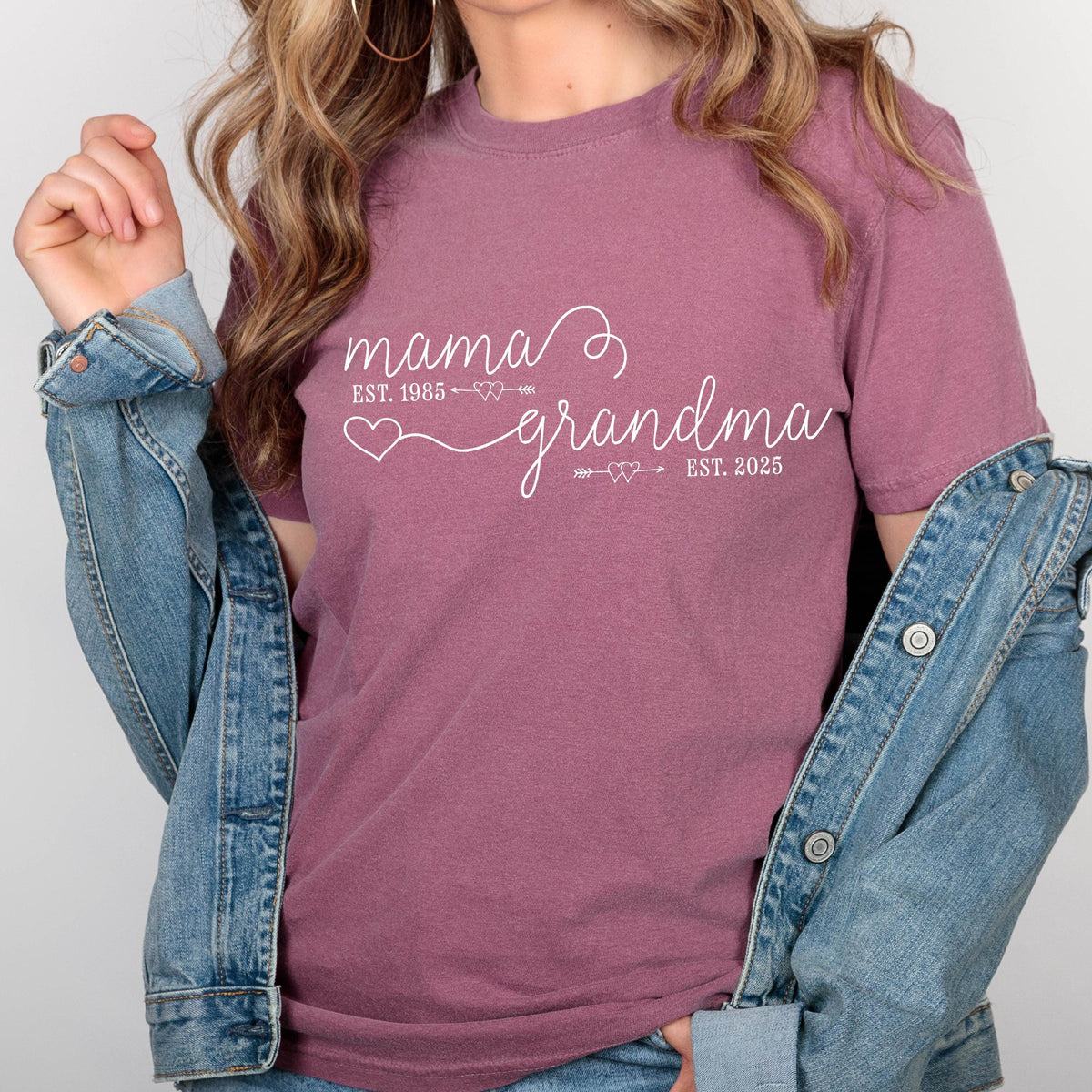 Custom Mama Grandma Est Year Comfort Colors Shirt, Custom Mom Shirts, Mother's Day Gift, Gift For Grandma, Pregnancy Announcement T Shirt