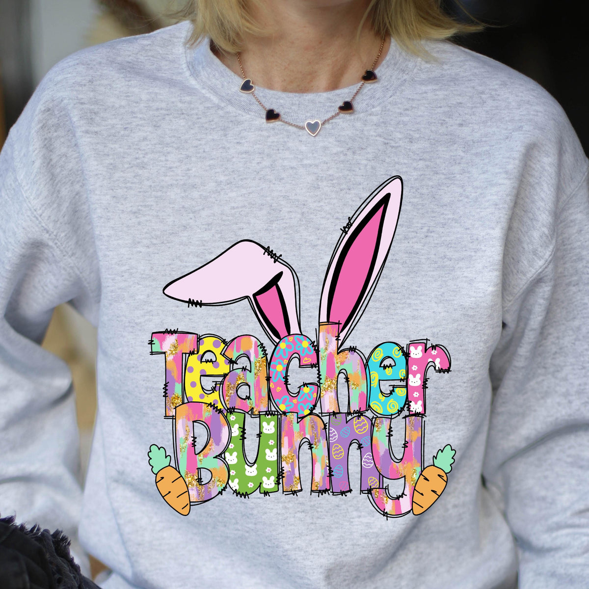 Teacher Bunny Easter Sweatshirt, Cute Teacher Bunny Hoodie, Cute Easter Sweat, Bunny Sweats, Teacher Hoodies, Easter Gift For Teachers