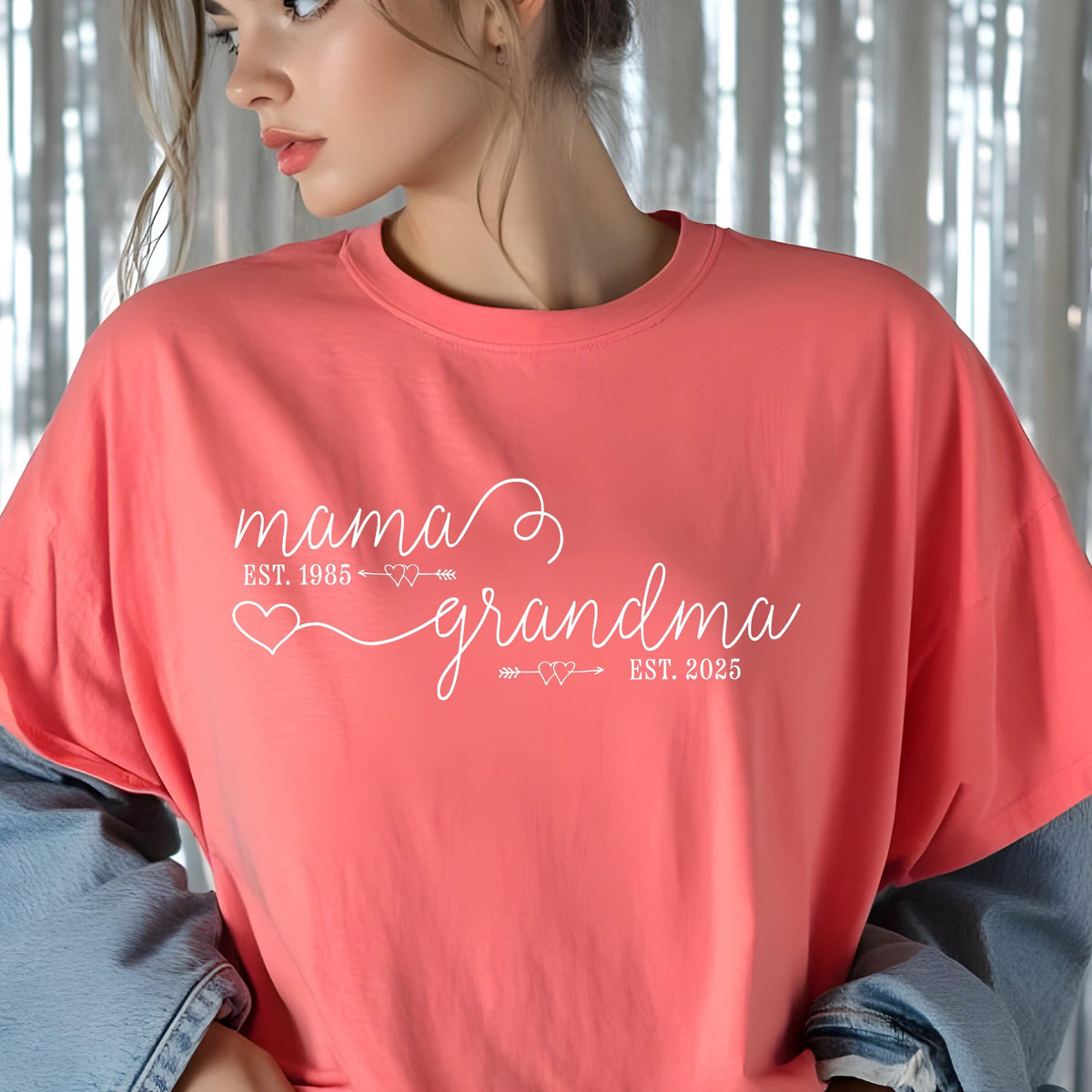 Custom Mama Grandma Est Year Comfort Colors Shirt, Custom Mom Shirts, Mother's Day Gift, Gift For Grandma, Pregnancy Announcement T Shirt