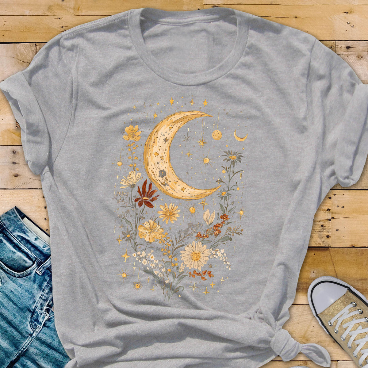 Mystic Moon Phase T-Shirt: Boho Celestial Tee