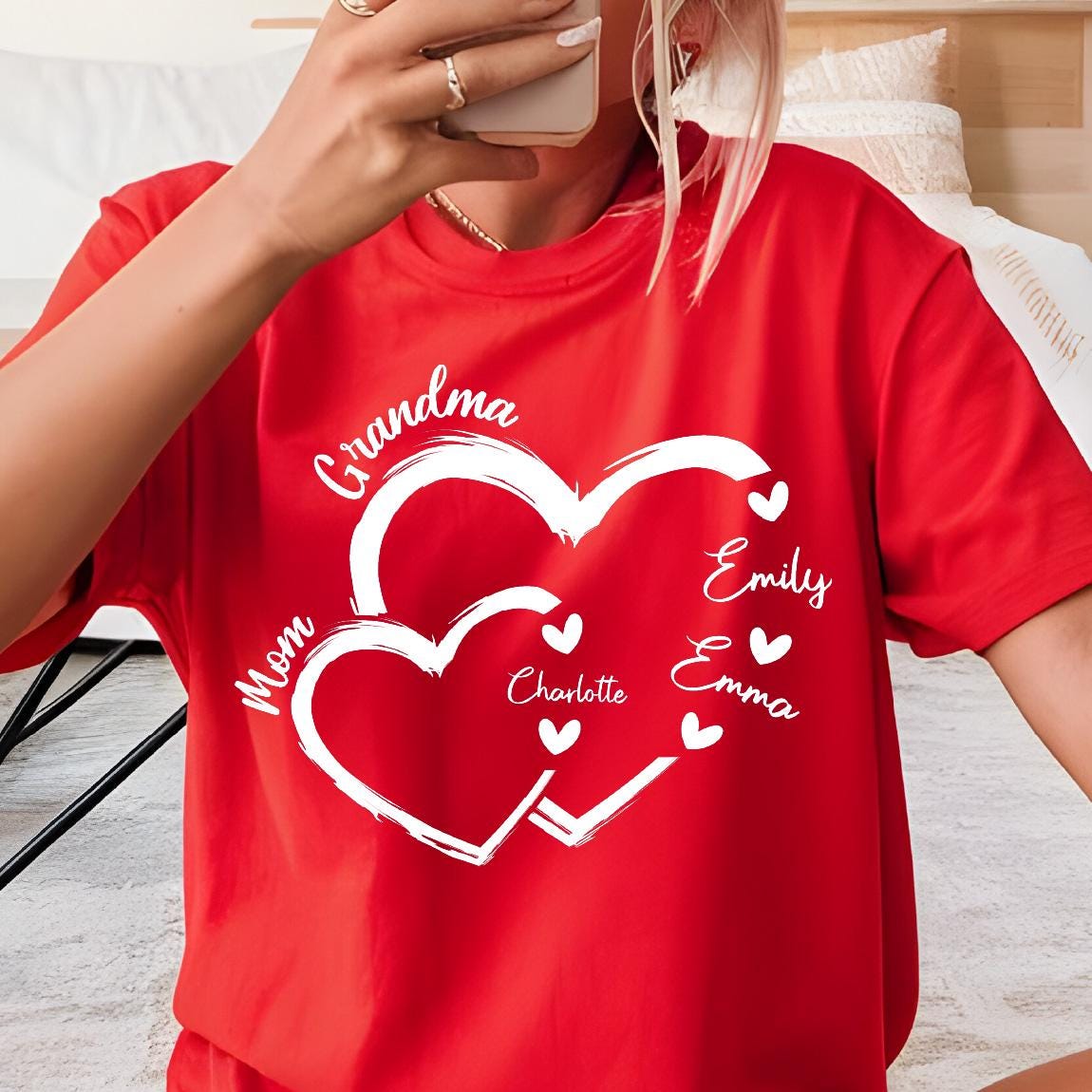 Comfort Colors Personalized Grandma Mama Heart Shirt with Kids Names, Mother's Day Shirts, Mama With Children Names Tee, Custom Mama Shirt