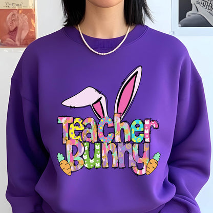 Teacher Bunny Easter Sweatshirt, Cute Teacher Bunny Hoodie, Cute Easter Sweat, Bunny Sweats, Teacher Hoodies, Easter Gift For Teachers