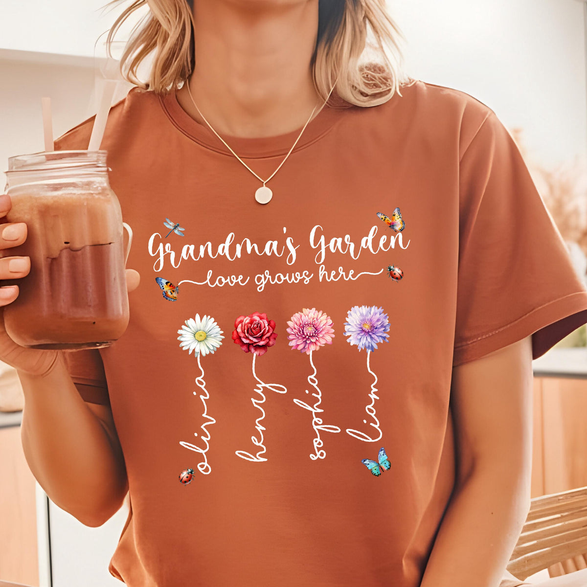 Custom Birth Flower Grandma Shirt: Personalized Family Garden Tee