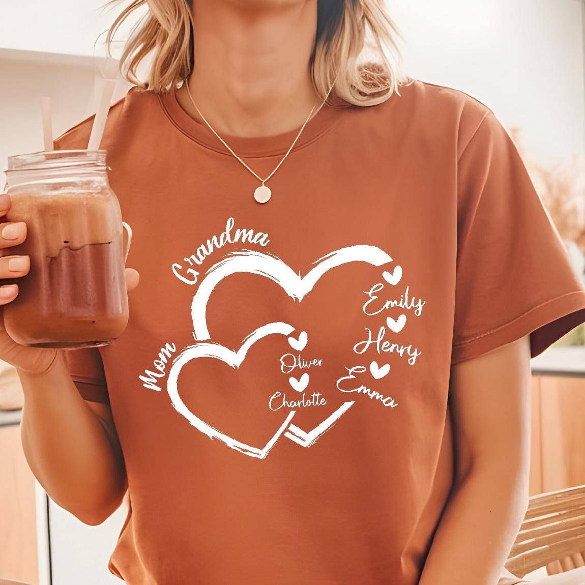 Comfort Colors Personalized Grandma Mama Heart Shirt with Kids Names, Mother's Day Shirts, Mama With Children Names Tee, Custom Mama Shirt