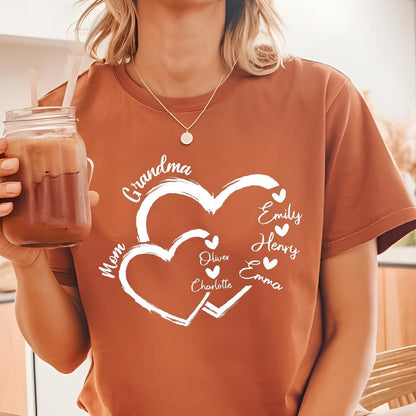 Comfort Colors Personalized Grandma Mama Heart Shirt with Kids Names, Mother's Day Shirts, Mama With Children Names Tee, Custom Mama Shirt