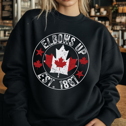Elbows Up Canada Hoodie: Hockey Culture, Political Protest Sweatshirt