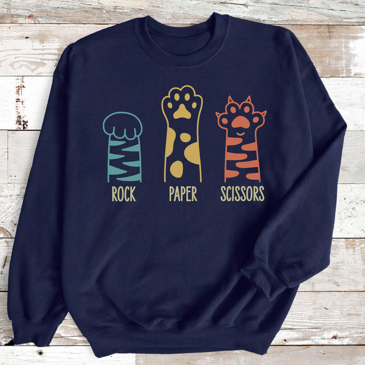 Cat Paw Rock Paper Scissors Hoodie and Sweatshirt, Cute Animal Lover Sweater, Cartoon Style Cat Game Sweat, Gift for Cat Mom, Cat Paws Top