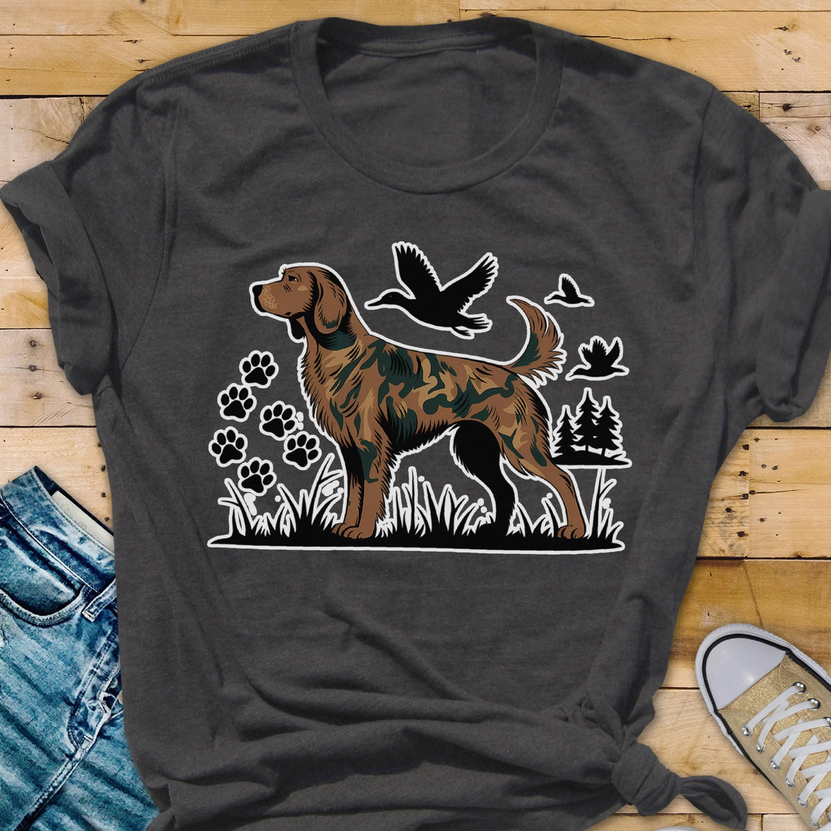 Duck Hunting Dog Camo T-Shirt, Retriever Graphic Tee