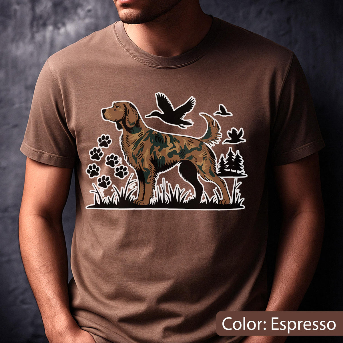 Comfort Colors Hunting Dog T-Shirt: Camo Retriever Graphic Tee