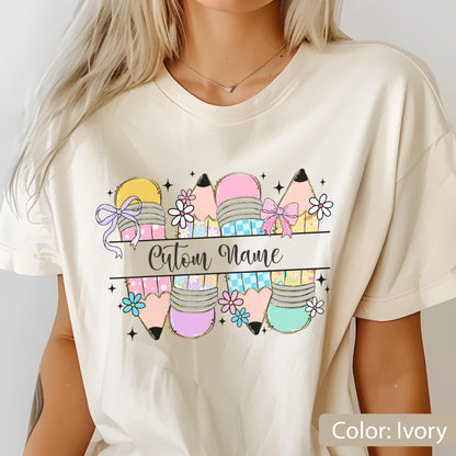 Comfort Colors Personalized Back to School Shirt, Custom Name Teacher Tee