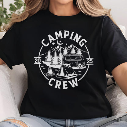 Camping Crew 2025 T-Shirt, Family Campfire Matching Tee