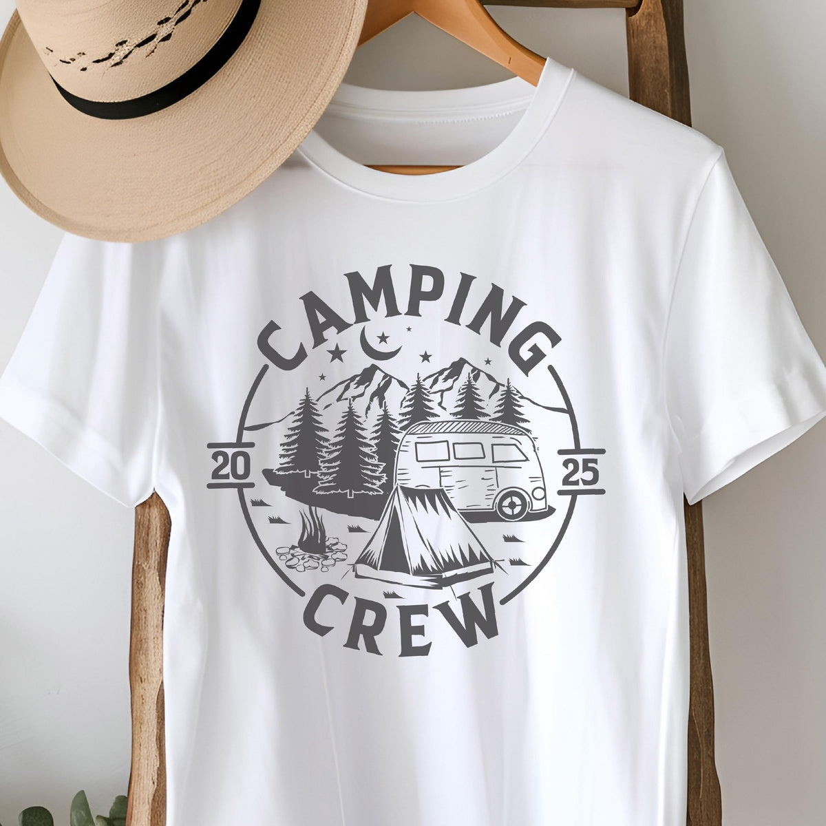 Camping Crew 2025 T-Shirt, Family Campfire Matching Tee