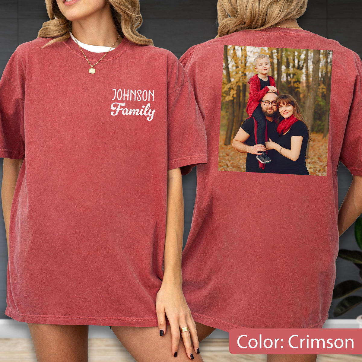 Comfort Colors Custom Family Photo Shirt, Personalized Name Tee