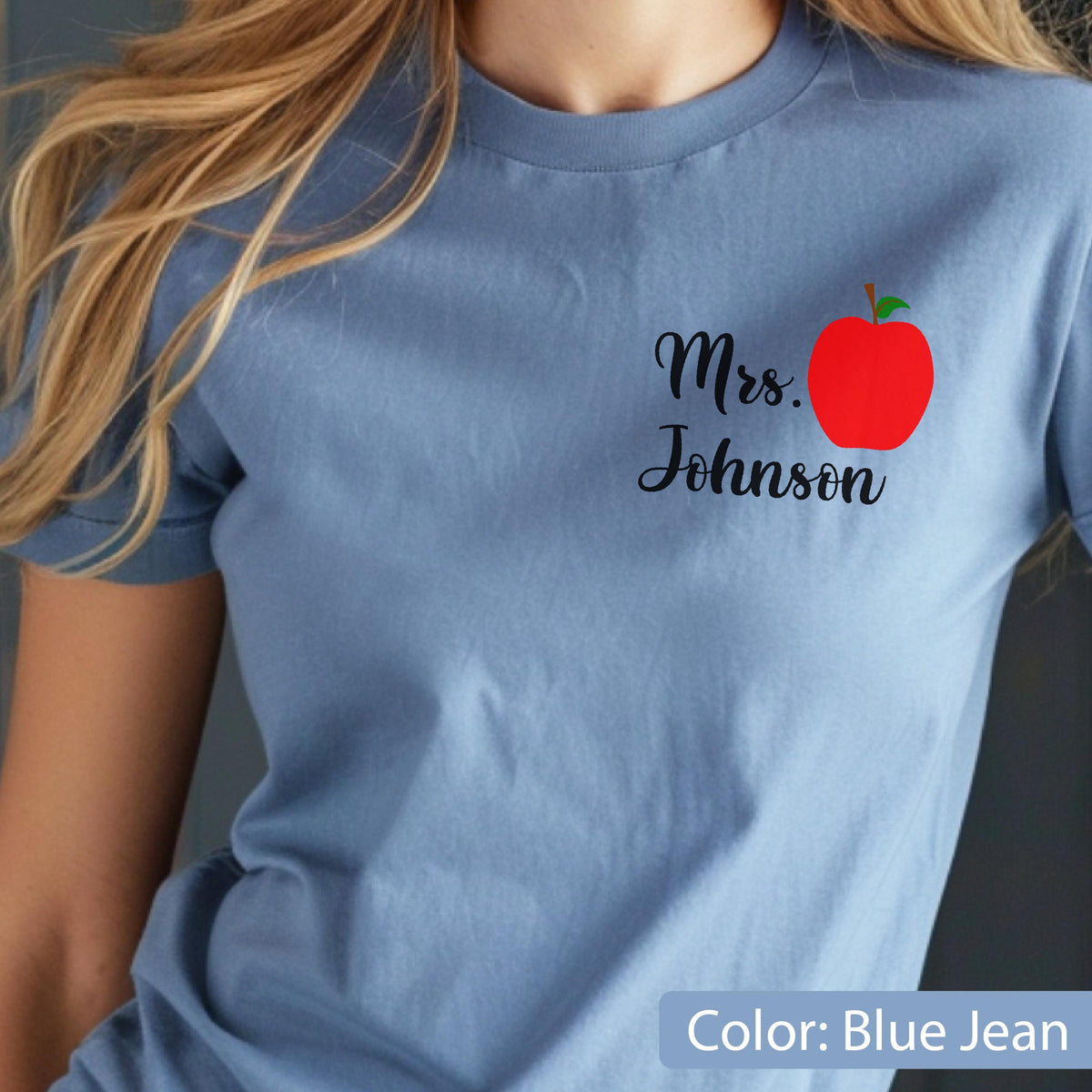 Personalized Comfort Colors Teacher Shirt: Custom Name Apple Tee