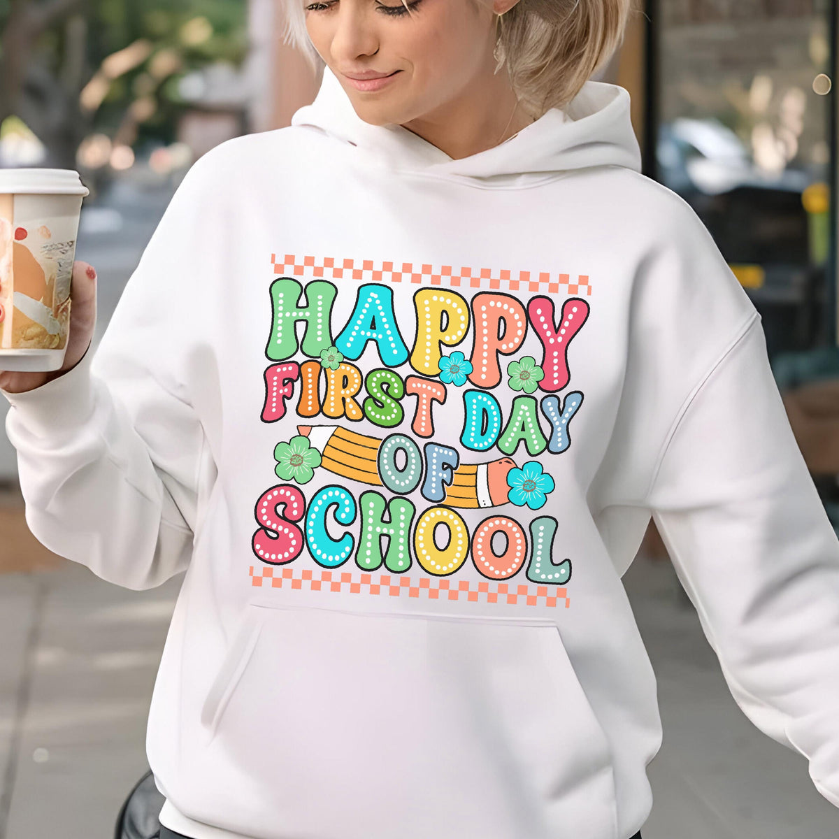 First Day of School Sweatshirt - Hoodie, Teacher Pencil Graphic Hoodie