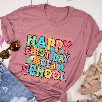 Happy First Day of School T-Shirt: Teacher Student Outfit