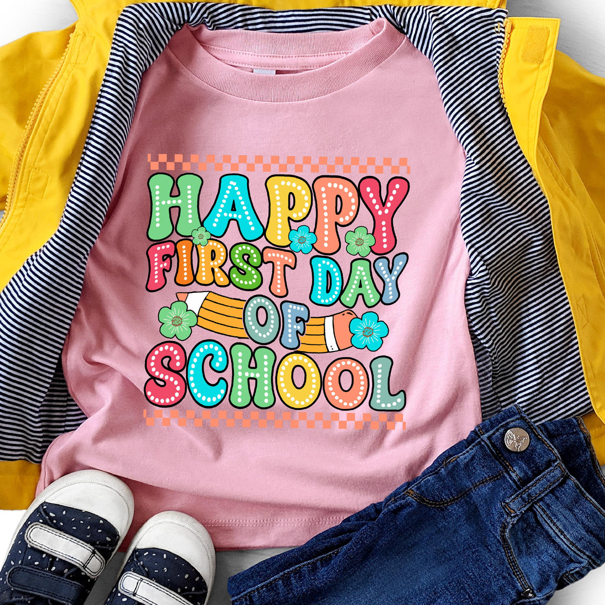 Happy First Day of School Shirt, Back to School T-Shirt, Student Inspirational, Cute School, Preschool Kindergarten Shirts, Boys Girls Tee